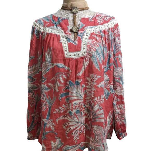 Loft Red Floral Peasant Blouse - Picture 1 of 4